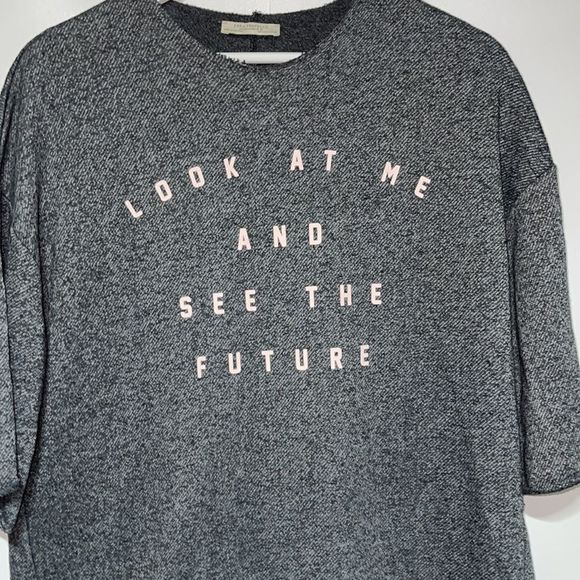 Oversized | Zara Gray Look at Me and See The Future Sweater Dress Small - Picture 3 of 11